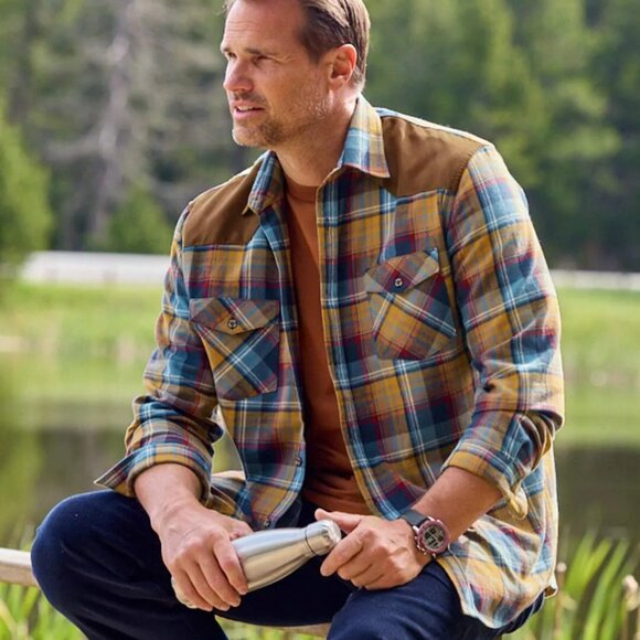 4XL Men's Flannel Plaid Shirt Long Sleeve Cotton Button Down by ATLAS FOR MEN - Picture 2 of 10